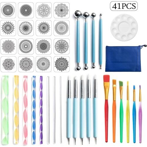 41pcs Mandala Dotting Tools Set for Painting Rocks Pottery Portable Multifunction Embossing Dot Kit Dotting Tool Set Handwork
