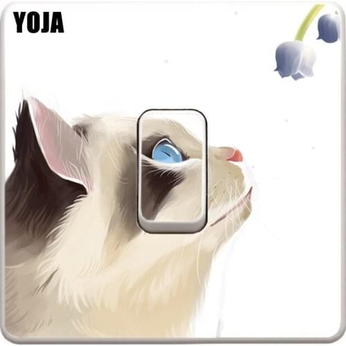 YOJA A Flower-obsessed Cat Switch Sticker Wall Stickers For Kids Room Home Decor 8SS0004