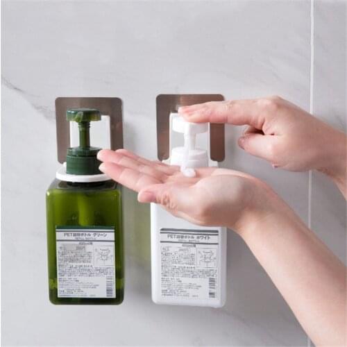 Home Self-Adhesive Wall Hanging Shower Gel Liquid Soap Dispensers Holder Punch-Free Shampoo Hook Storage Rack Organizer