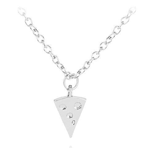 Gift 1 Geometric Triangle Pizza Cake Pendant Necklace lucky Good Friends friendship Necklace Cheese Food Clavicle Jewelry