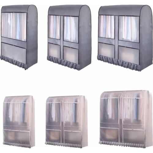 Widen The Floor Drying Rack Dust Cover Coat Rack Plastic Transparent Clothes Cover Clothing Storage And Finishing Oxford Cloth