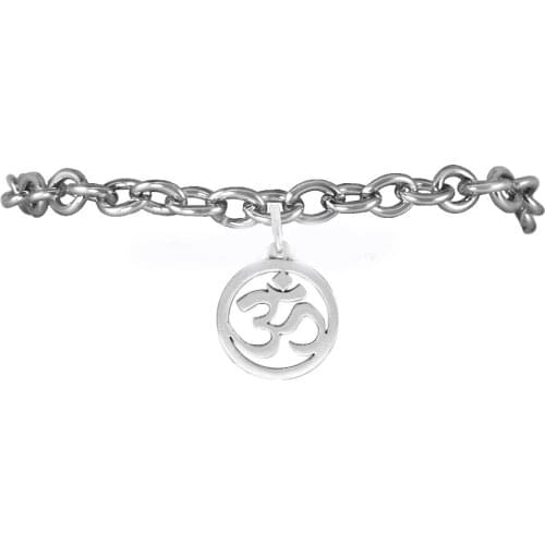 Religious Eternal Hindu Symbol Round Pendant Bracelet Jewelry