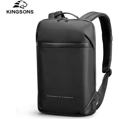 Kingsons Men Backpack Leather/ Waterproof/ USB Charging 15-15.4 inch Laptop Backpack Large Capacity School Bags for Teenage Boys
