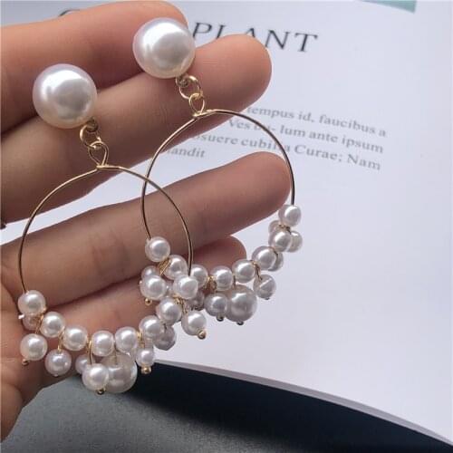 New Female Flower Long Pearl Tassel Clip Earrings Jewelry Fashion Woman Earrings 2019 Fine Jewelry Accessories Earrings