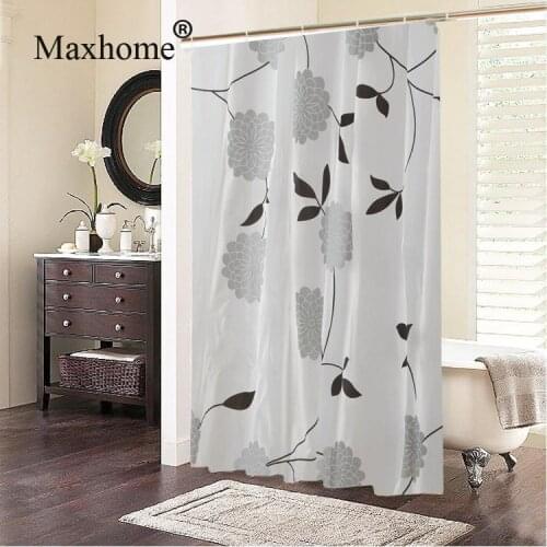 Nordic Simple Flower And Leaf Bathroom Waterproof Thickened Shower Curtain With 12pcs Curtains Hooks Rings Home Deco Accessories