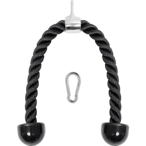 Heavy Duty Tricep Rope 27in Pull Down Fitness Cable Attachment Machine Coated Nylon Rope with Snap Hook