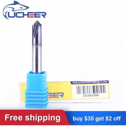 UCHEER 1pc 2flutes HRC45° Tungsten Carbide Chamfering Milling Cutter CNC End Mill Deburring Tool for Metalworking