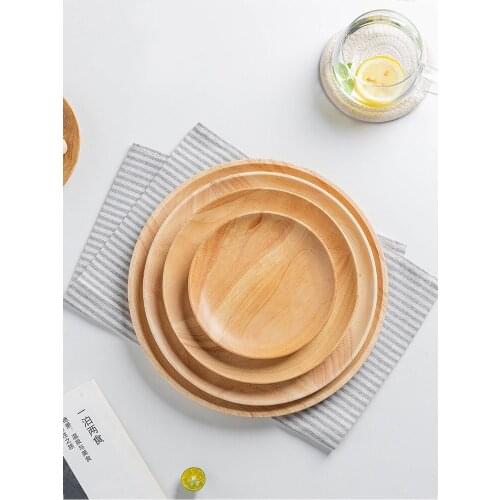 Japanese dinner plate and dish original wooden tableware household bread tray living room snacks fruit tray decoration props