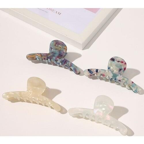 Korea Fashion Colorful Mermaid Acetate Hairpin Geometric Oval Hairpins Hollow Hair Claws Crab For Women Hair Accessories