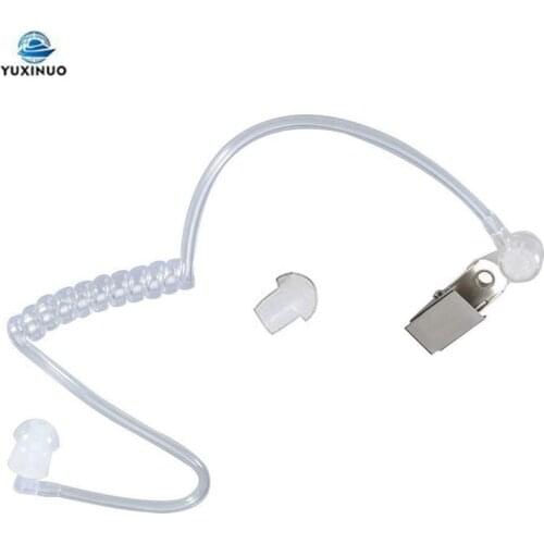 Replacement Transparent Coil Acoustic Air Tube Earplug with Metal Clip for Two Way Radio Walkie Talkie Headset Earpiece Kits