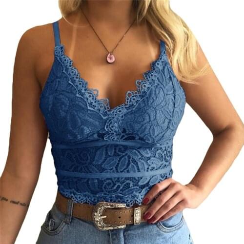 Women Elegant Eyelash Lace Strap Camis Ladies Deep V-Neck Camisole Casual Solid Color Women Summer Tank Top For Femme