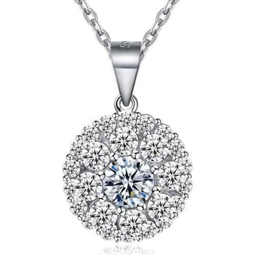 Korean Fashion Delicate 925 Silver Rotatable Pendant Necklace For Women Engagement Luxury Cubic Zirconia Necklace Jewelry Gifts