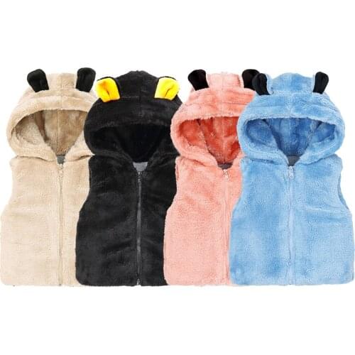 Winter Boys Vest Jackets Casual Child Warm Sleeveless Hooded Coats Baby Girls Polar Fleece Soft Shell Waistcoats Clothing