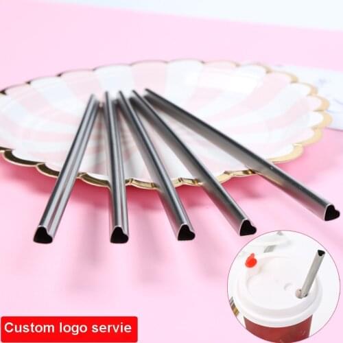 100pcs/lot Stainless Steel Metal Drinking Straws HEART Shaped Reusable Portable E-co Friendly Tubes 215mm*8mm For 20/30 oz Mug