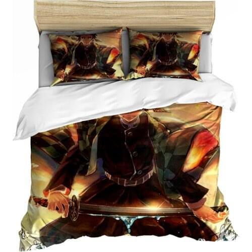 3D Digital Printed Bedding Set Demon Blade Duvet Cover Anime Bed Quilt Cover Bedding Single Double Kids Soft Bed Cover Set