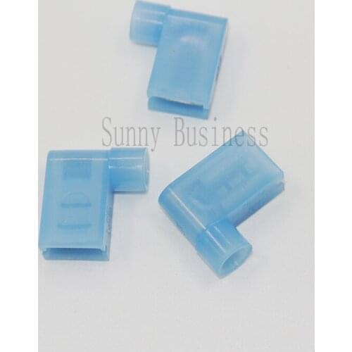 50 PCS BLUE 16-14 AWG NYLON FEMALE FLAG TERMINAL RIGHT ANGLE ELECTRICAL CONNECTOR FLDNY2-250