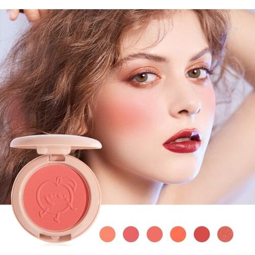 6 Colors Blush Makeup Palette Mineral Powder Red Rouge Lasting Natural Cream Cheek Tint Orange Peach Pink Korean Blusher SANIYE