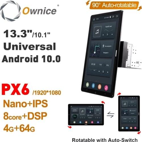 Tesla Style PX6 Android 10.0 Car Multimedia Player Auto Rotatable 1920*1080 IPS Navigation GPS Head Unit For Universal Car Radio