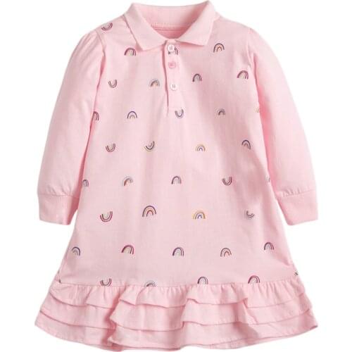Brand Combed Cotton Children Clothing Princess Layered Dresses for Girls Kids Baby Girl Clothes Autumn Spring Long Dress Rainbow