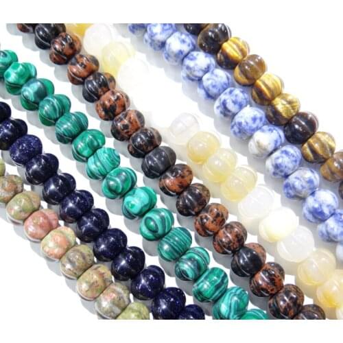 12x10mm Natural stone crystal Agates Opalite turquoises Pumpkin Beads for DIY Jewelry Making Fashion Bracelet 50pcs strand