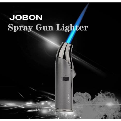 JOBON butane gas metal lighter cigar lighter strong FIRE jet blue JET flame 1300℃ high temperature mens smoking BBQ TOOL