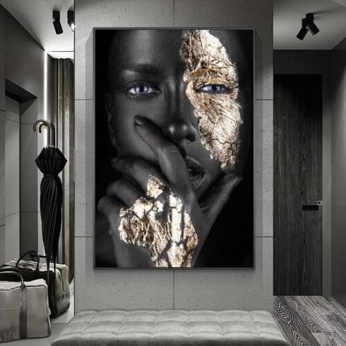 Black Girl With Silver Eyes Canvas Paintings On The Wall Art Posters And Prints African Woman Art Pictures Home Wall Decoration