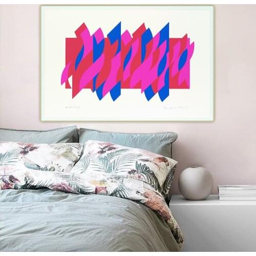 Citon Bridget Riley《Red Red Blue》Canvas Oil Painting Artwork Poster Picture Wall Hanging Decorations Home Living Room Decor