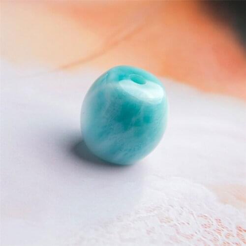 Precious Blue Natural Ice Larimar Gemstone Pendant Necklace Barrel Shape Healing Crystal Woman Pendant 14*14mm