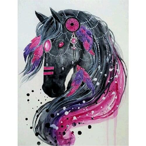 Two Horse Animal Printed Water-Soluble Canvas 11CT Cross Stitch Embroidery Set DMC Threads Handiwork Sewing Painting Package