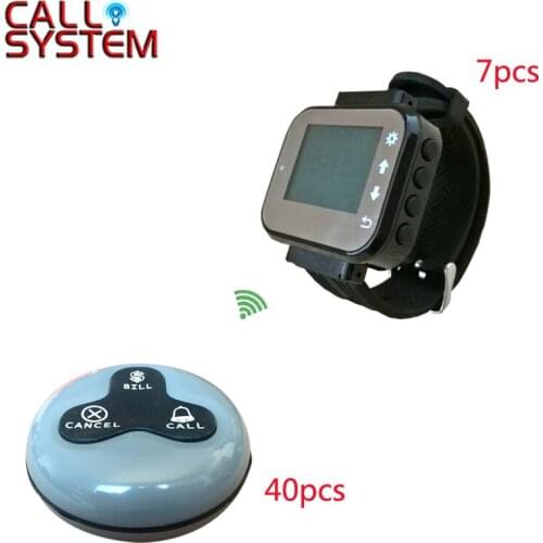 Electronic service paging order system 40 call buttons with 7pcs receiver watch