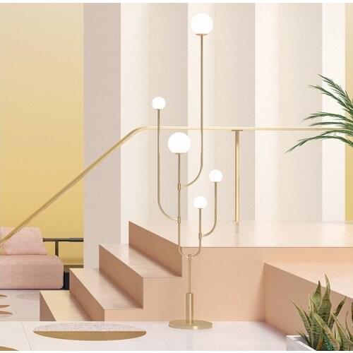 Personalized light luxury cactus shape model room hall living room copper-plated floor lamp