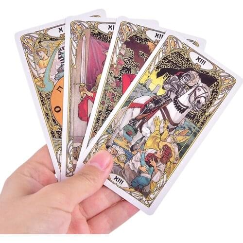 Golden Art Nouveau Tarot Deck 78 Cards for Beginners Classic Art Nouveau Style