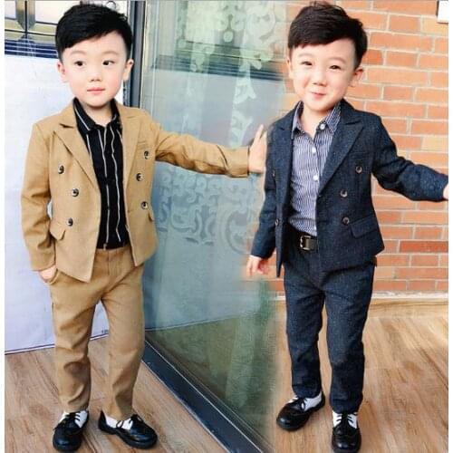 Summer Brand Children Flower Boys Suits Kids Blazer Formal Dress Suit For Weddings Birthday Clothes Set Jackets Pants 2pcs/sets