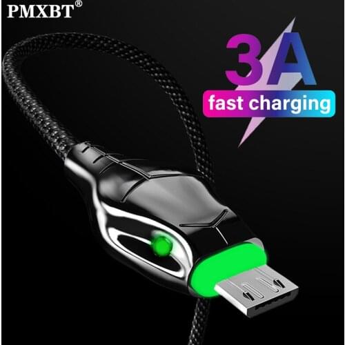 Micro USB Cable 3A LED Fast Charging Android Mobile Phone Data Cord For Samsung Xiaomi Sony Microusb Charge Cable Wire 1M/2M/3M