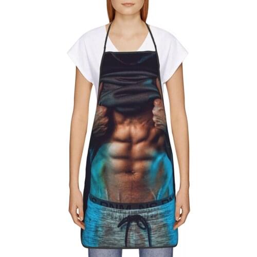Man Muscle Kitchen oil resistant wreath Builder kitchen apron House cleaning for Women 72*52cm
