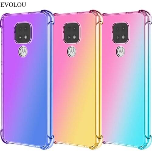 For Motorola Moto G9 Play Soft Case Transparent Gradient Shockproof Phone Case for Moto G 5G Plus One Fusion Plus G8 Power Lite