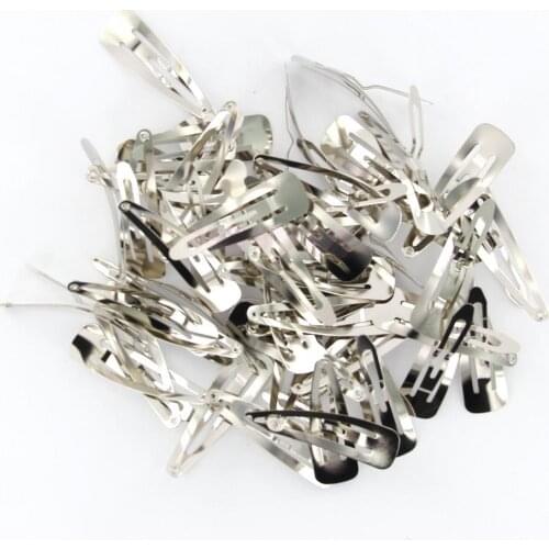 Lot of 50pcs Silver Tone Snap Hair Clips 50mm Craft Bow Beads Barrette Stick Hairpin Hair Styling Accessories handmade for Women