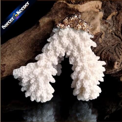 Natural Stone Raw White Coral Pendant Necklace Druzy Drusy Elestial Skeletal Cluster Specimen Fit Jewelry Making AA382