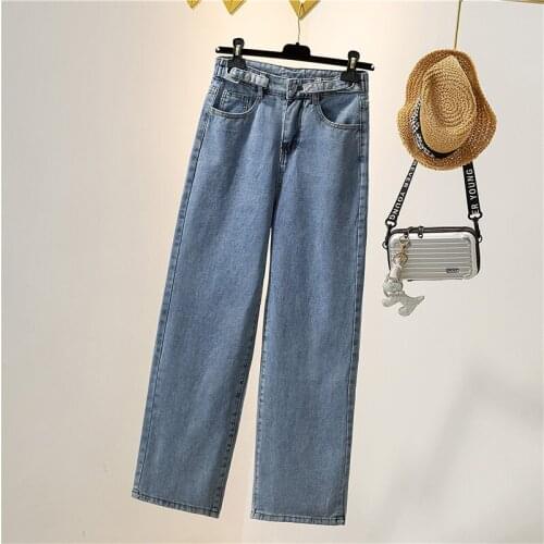 2021 New Mom High Waist Casual Wide Legs Women Plus Size 5XL Washed Fashion Denim Pants Female Spring Brand Cowboy Trousers