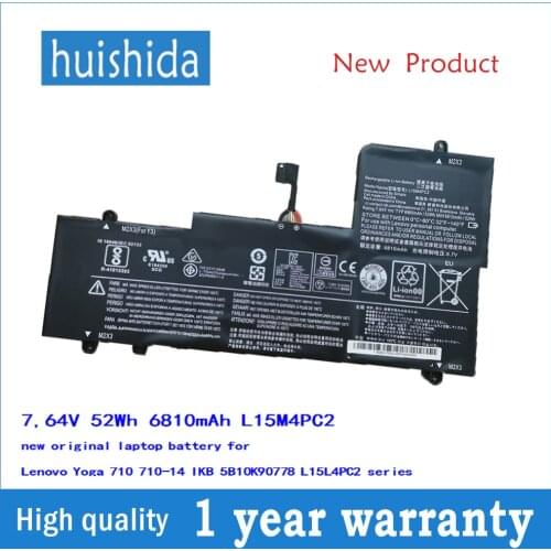 7,64V 52Wh 6810mAh L15M4PC2 new original laptop battery for Lenovo Yoga 710 710-14 IKB 5B10K90778 L15L4PC2 series