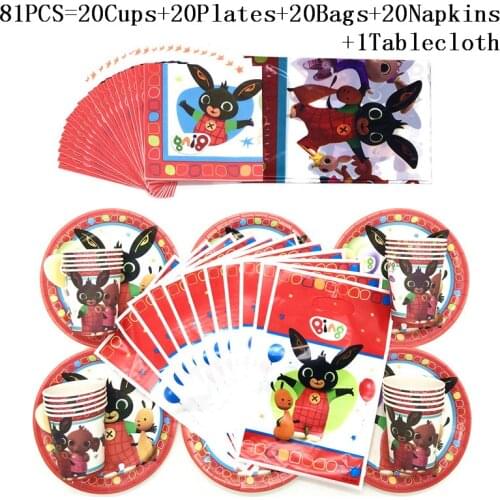 Rabbit Theme Party Disposable Tableware Birthday Party Decorations Kids Party Supplies Napkins Paper Plates Birthday Decoration