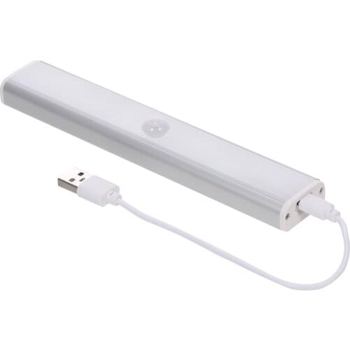 Under Cabinet LED Light Bar 2 Mode Body Induction Motion Sensor USB Night Light Magnetic Tape Counter Lights for Closet Wardrobe