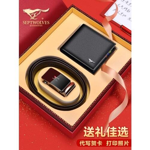 Belt Wallet Gift Set Genuine Leather Belt Teachers Day Teacher Birthday Gift for Dad Boyfriend Men Belt Wallet