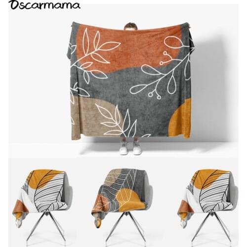 Tropical Leaf Grey Plant Nordic Throw Blanket Cape Plush Bedspread Bed Sofa Beach Towel Cover Tapestry Custom Image Decor Home