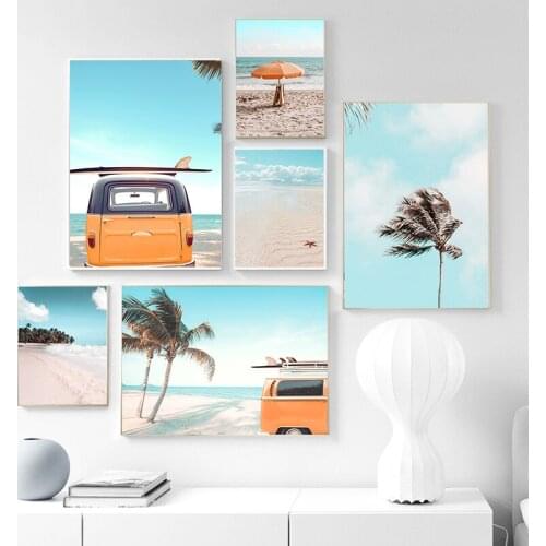 Sea Beach Parasol Coconut Tree Starfish Nordic Posters And Prints Wall Art Canvas Painting Wall Pictures For Living Room Decor