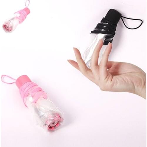 Transparent Folding Automatic Umbrella Small Size Fashion Clear Rain Women Parasol Umbrellas Pure manual Mini Female Style