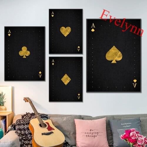 Retro Poster Playing Cards Ace Of Spades,Diamonds,Clubs,Hearts Hd Print Abstract Wall Art Canvas Painting Modular Pictures Decor