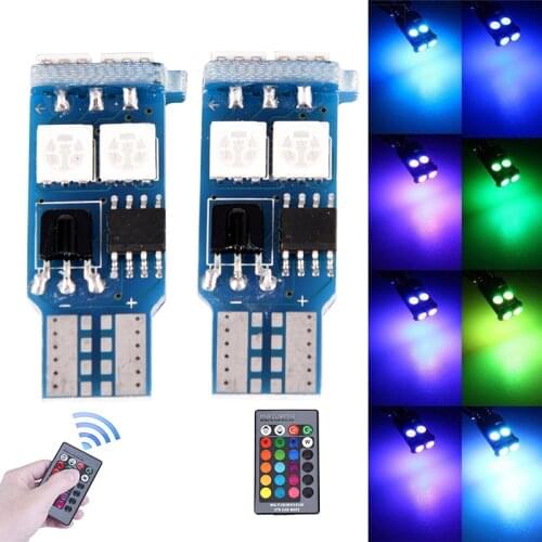 RGB Led Bulb T10 W5W 5050 6SMD Car Dome Reading Light Colorful Multi Mode Car Light Bulbs with Remote Controller