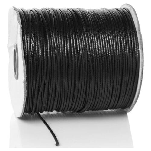 DoreenBeads Wax Rope Jewelry Cord Black 1.5mm Dia,1 Roll(Approx 200M)