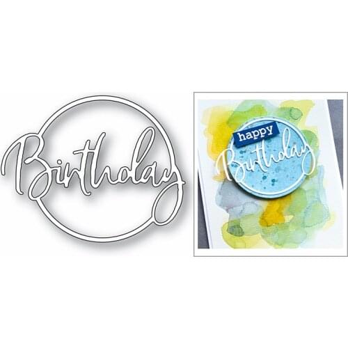 Happy Birthday With Circle Word Shape 2020 New Metal Cutting Dies for Scrapbooking and Card Making Decoration Embossing No Stamp